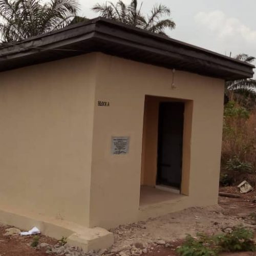 Block A toilet facilities built (2 toilets and a washroom) at Enugu, Nigeria at the “Independence Layout primary school 2