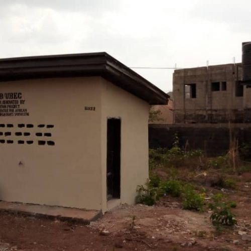 Block B toilets facilities built (4 toilets and a washroom facility), as part of the project in Enugu, Nigeria at the “Independence Layout primary school 2